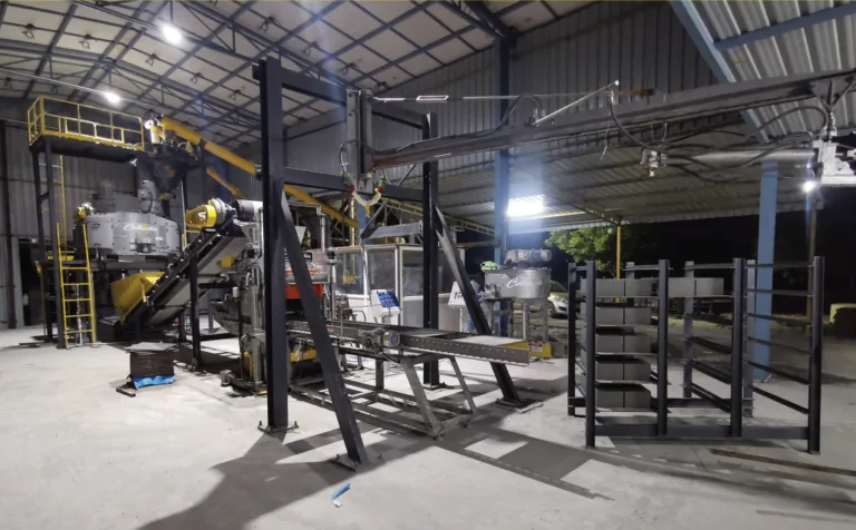 American Columbia block machinery at the Harini Building Blocks plant