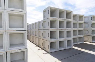 Stacked precast concrete products by Harini Building Blocks